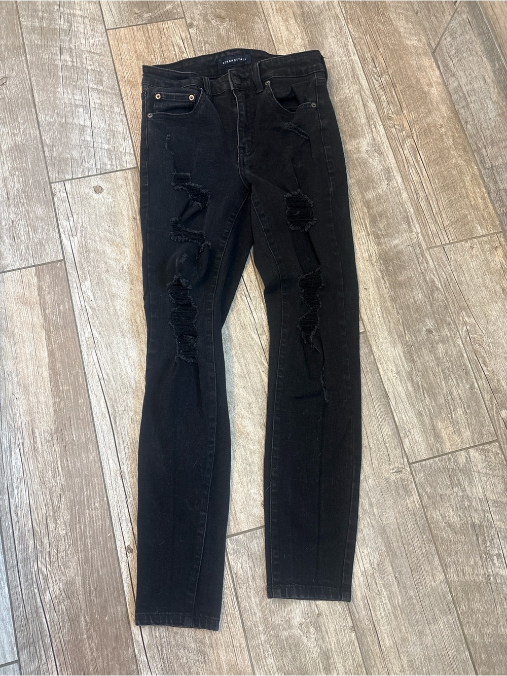 Aeropostale Black Distressed Skinny Jeans for Women